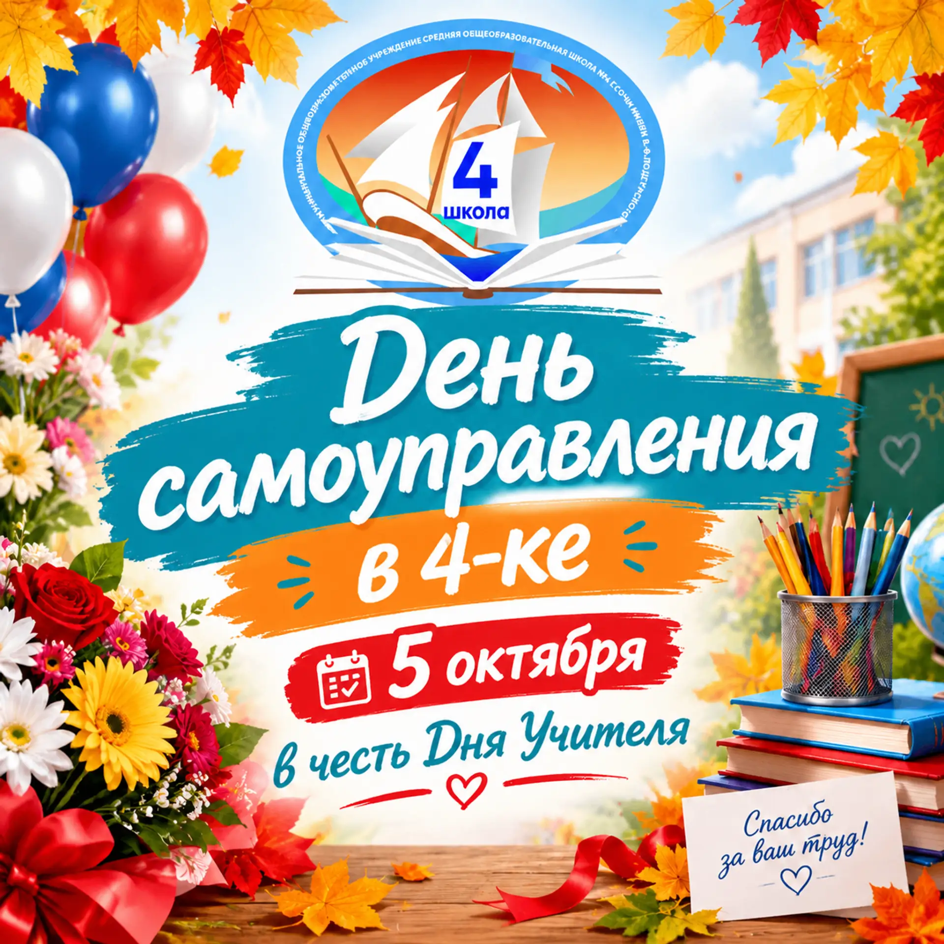5 октября — День учителя и День самоуправления! 🍂📚
