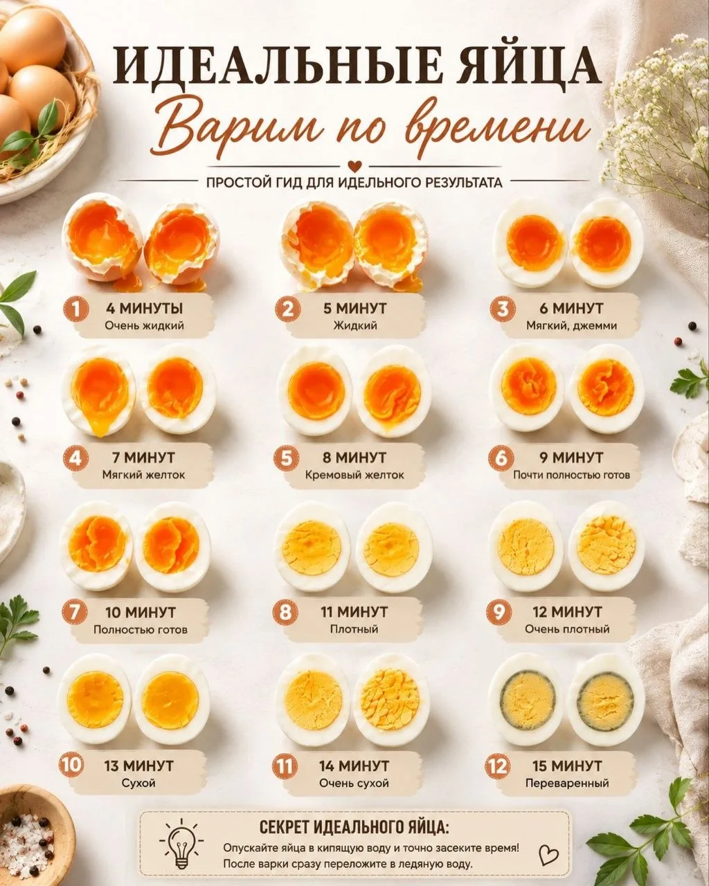 🥚 Как сварить яйцо именно такой степени готовности, как вы любите?