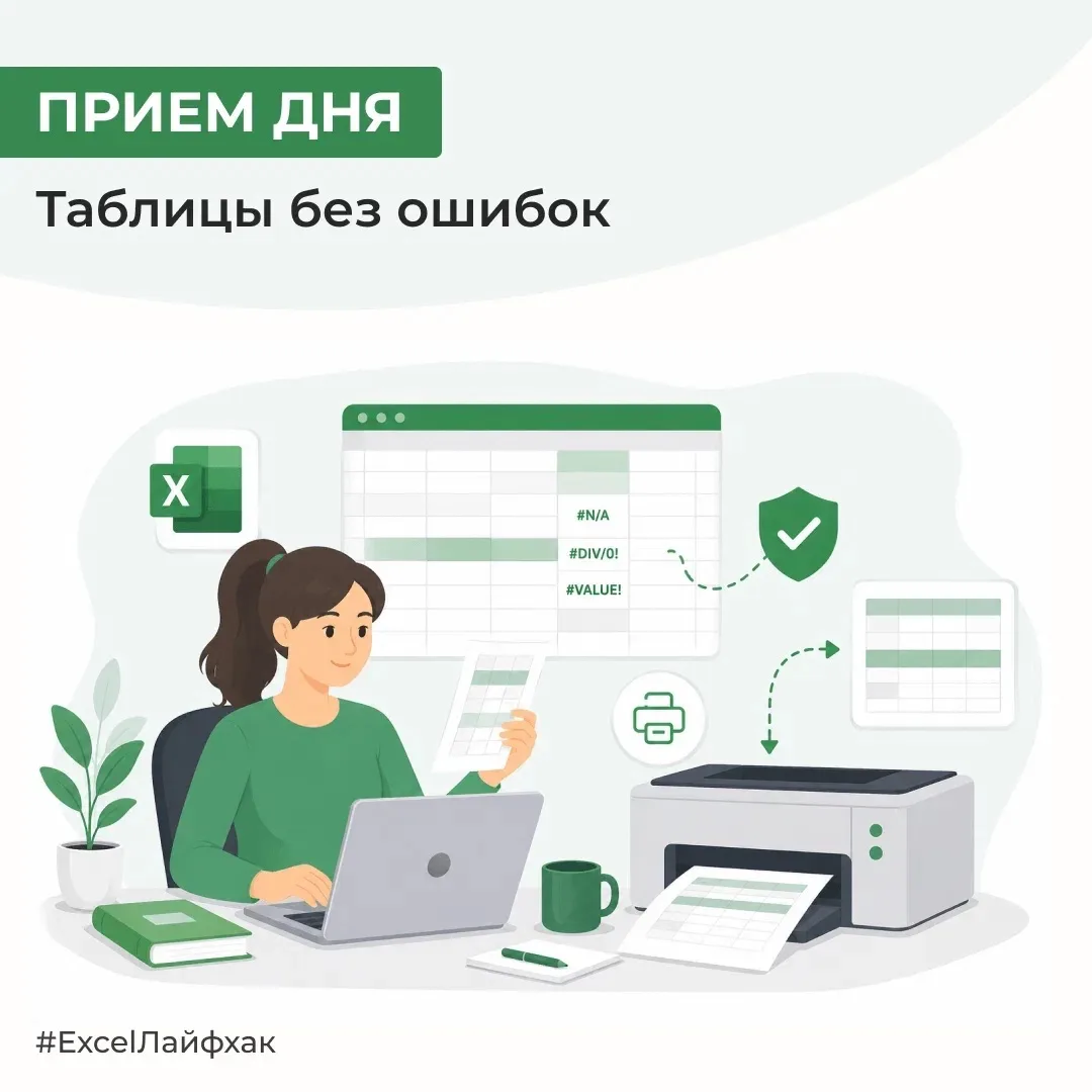 Нужно распечатать для совещания таблицу Excel. Однако в ней есть ячейки с ошибками, которые на суть 