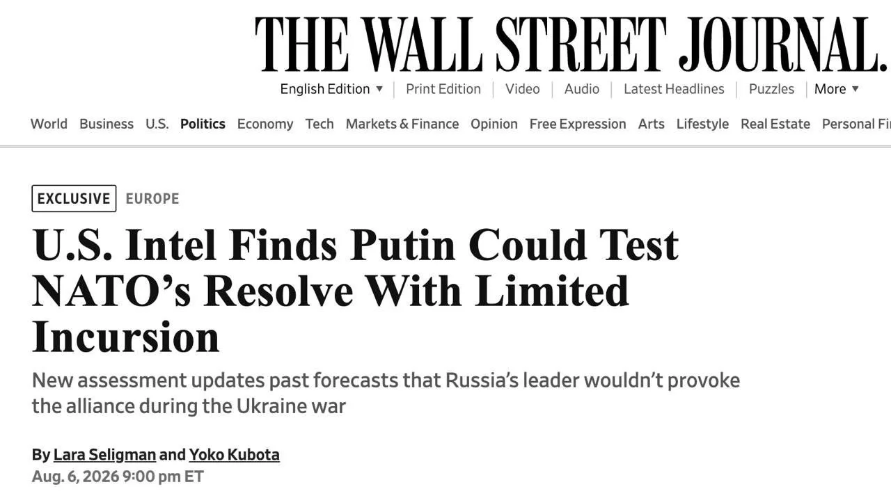 ‼️ Разведка США считает, что сейчас угроза нападения РФ на Европу низкая, но она растет...