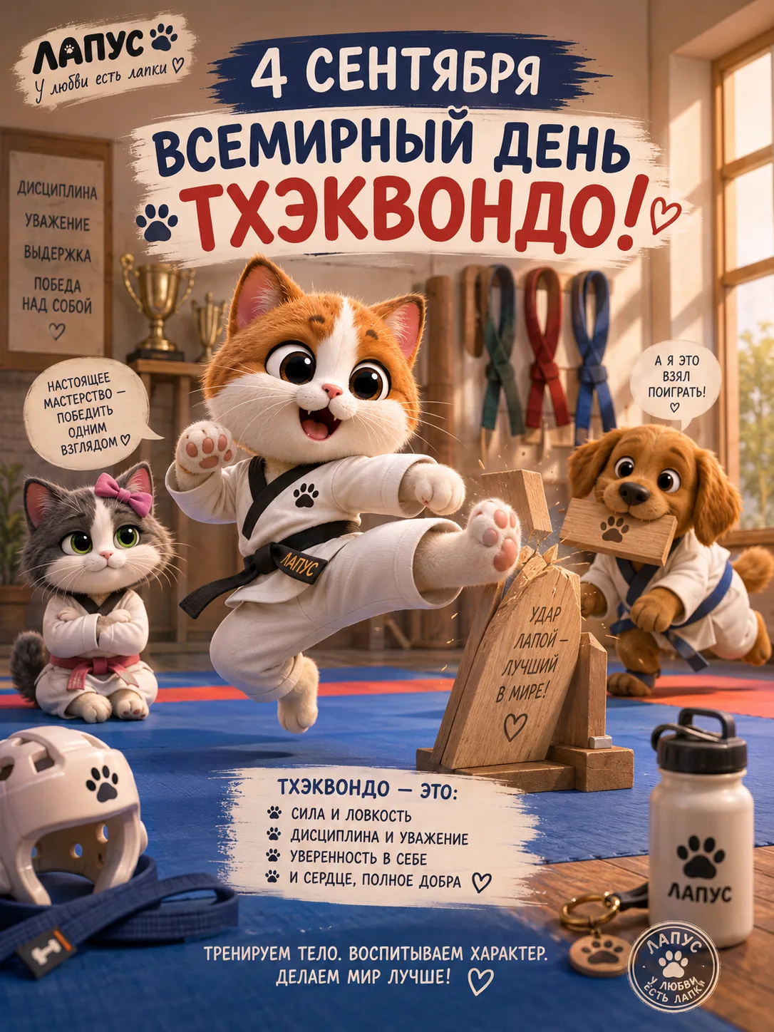 🥋🐾 ЛАПУС ПОЗДРАВЛЯЕТ С ДНЁМ ТХЭКВОНДО!