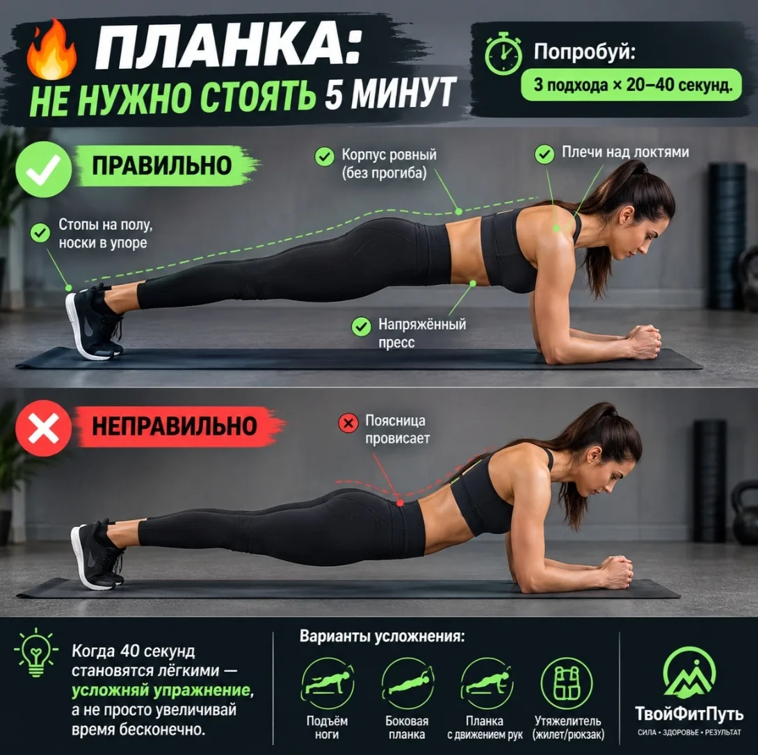 🔥 ПЛАНКА: НЕ НУЖНО СТОЯТЬ 5 МИНУТ.