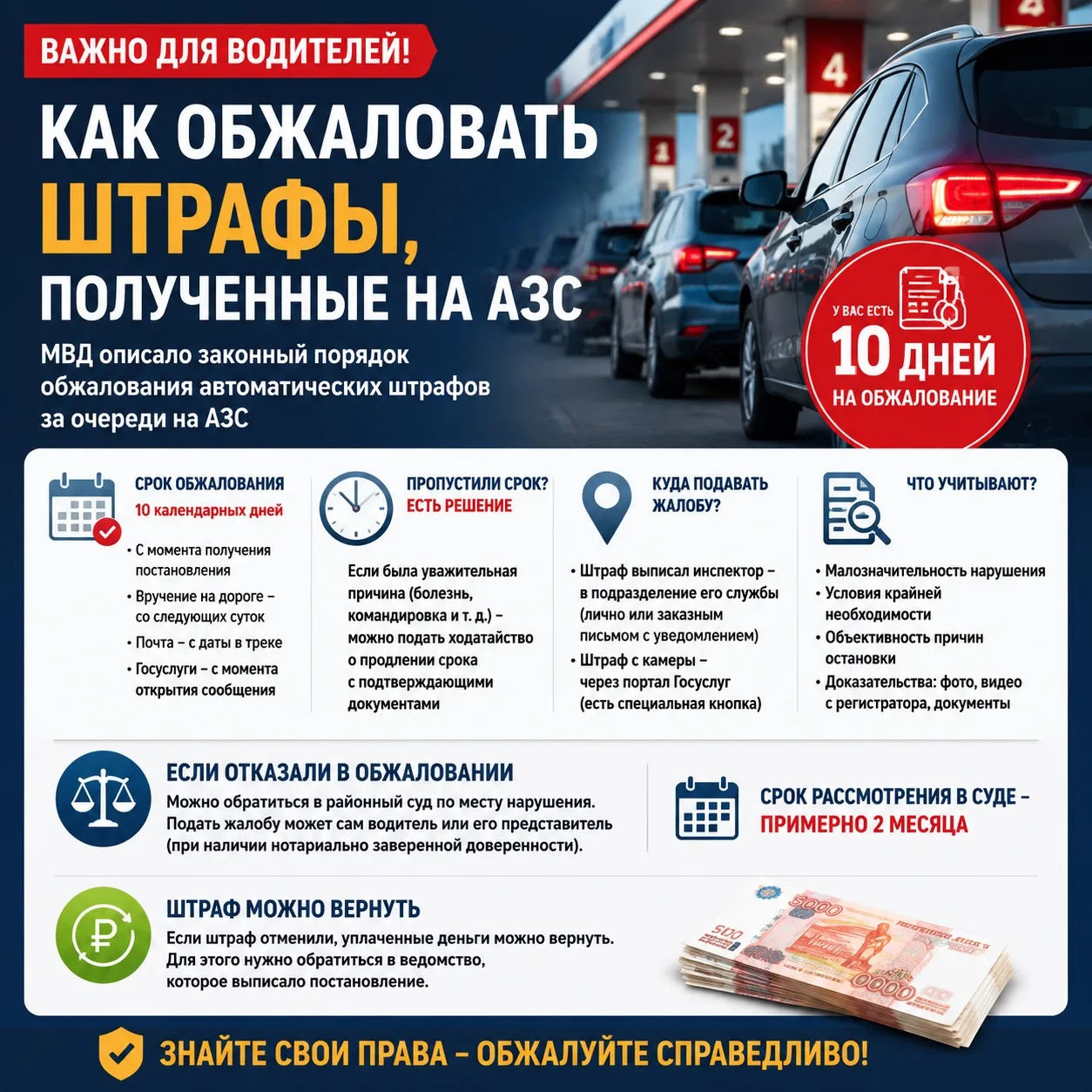 В МВД описали порядок обжалования штрафов, полученных на АЗС