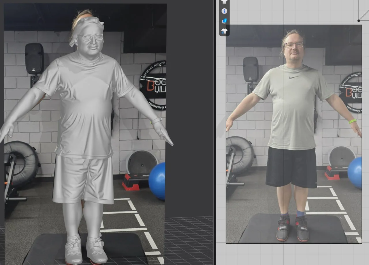 Вчера сняла мужа в спортзале с нескольких ракурсов и преобразовала в 3D. В отличие от п...