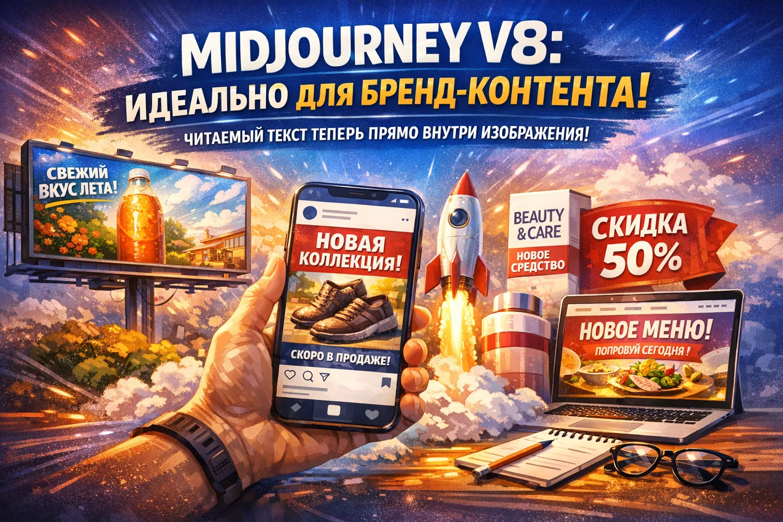Midjourney V8 наконец сделал AI-картинки пригодными для реального бренд-контента ✨