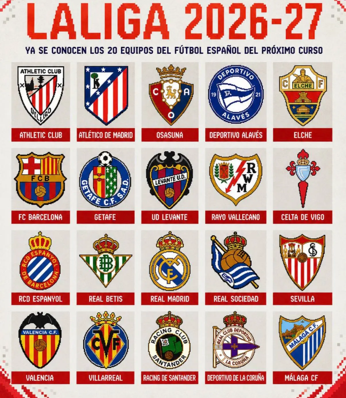 🇪🇸 | Полный состав участников Ла Лиги сезона 2026/27.