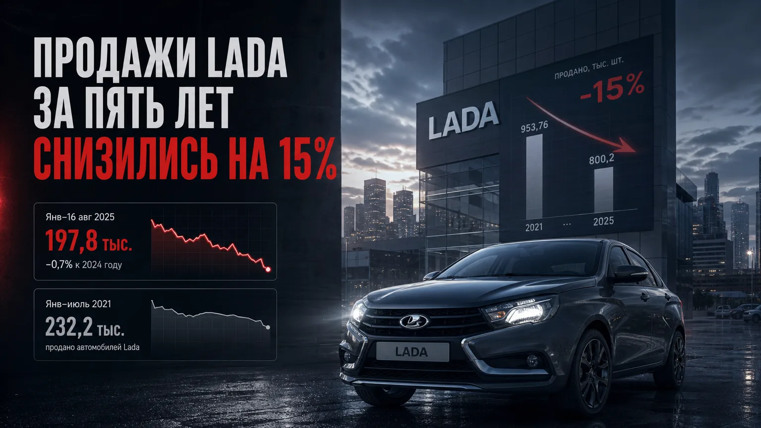 🚗 Продажи Lada за пять лет снизились на 15%