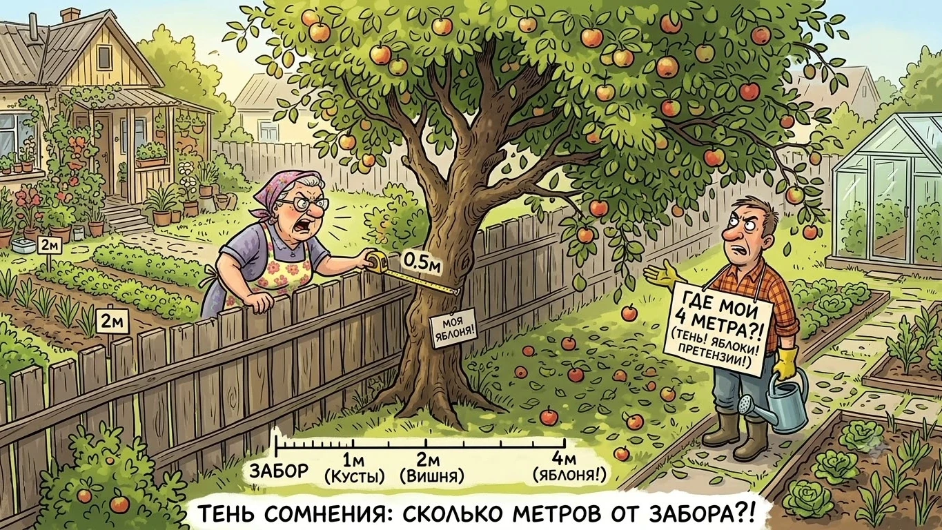 🌳 Тень сомнения: сколько метров от забора до вашей яблони?
«Это мой участок — что хочу, то и сажаю»