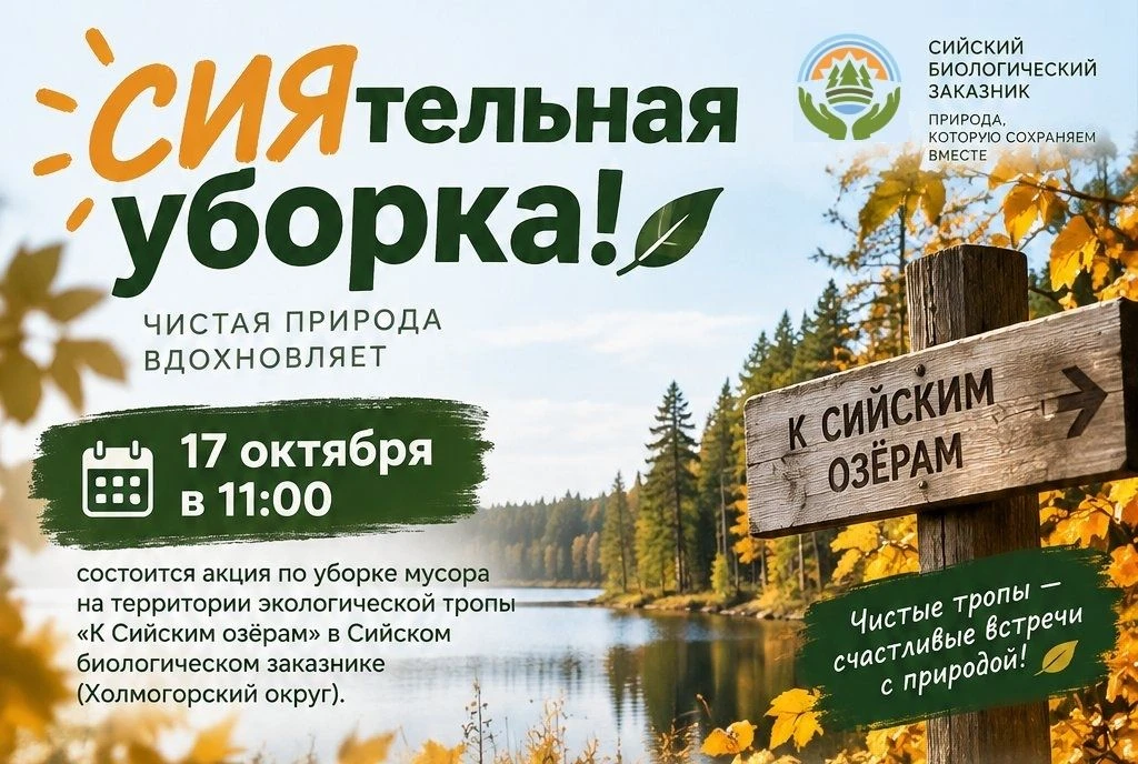 🌿📍 На экотропе «К Сийским озёрам» в Холмогорском округе пройдет субботник