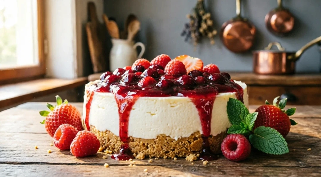 🍰 ДОМАШНИЙ ЧИЗКЕЙК БЕЗ ВЫПЕЧКИ С ЯГОДНЫМ ДЖЕМОМ — 67₽/порция
