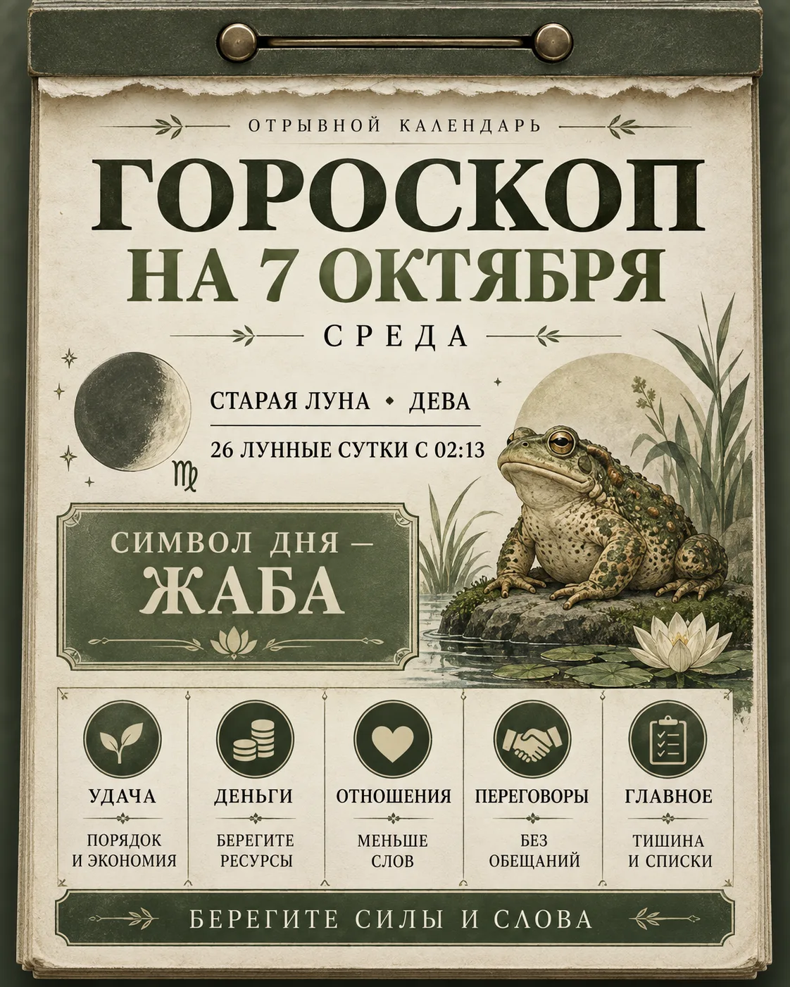 🌙 ГОРОСКОП НА СЕГОДНЯ — 7 ОКТЯБРЯ