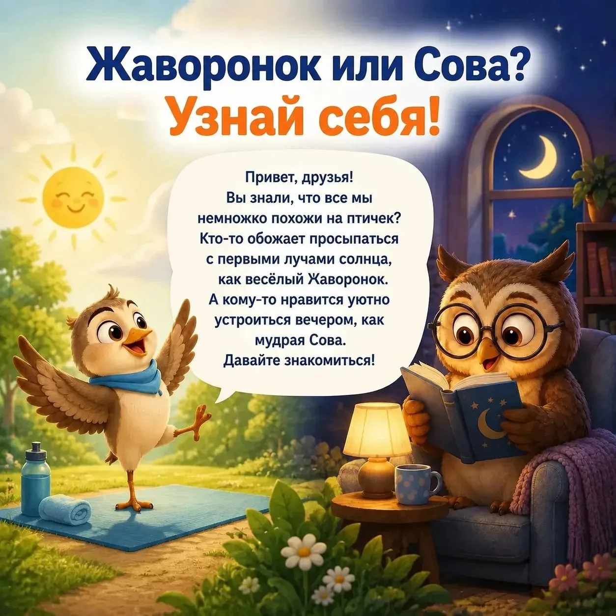 ✨Друзья, а вы знаете, кто вы — жаворонок или сова?🤗