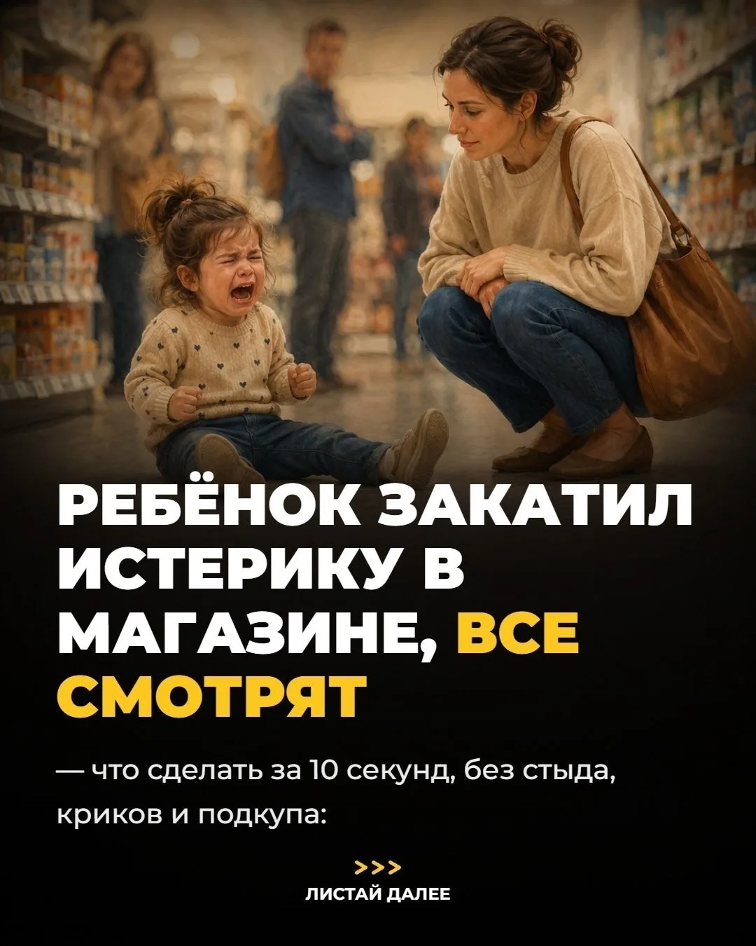 ☝ Ребёнок закатил истерику в магазине.