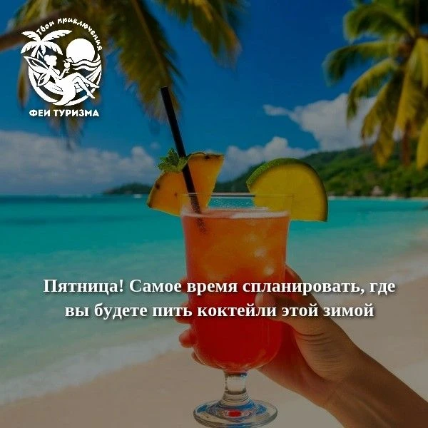 Пятница! Самое время спланировать, где вы будете пить коктейли этой зимой 🍹✈