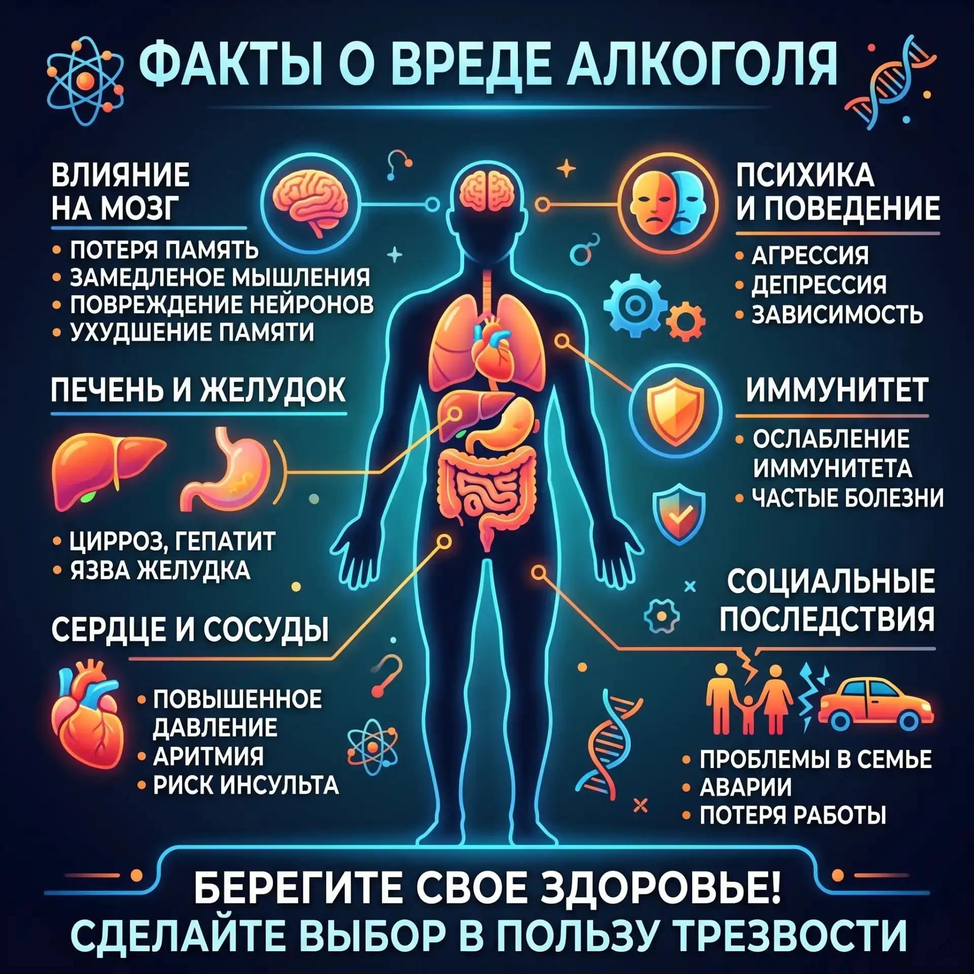 ⚠️ Алкоголь вредит здоровью! 

Употребление спиртного может привести к серьёзным заболеваниям, про