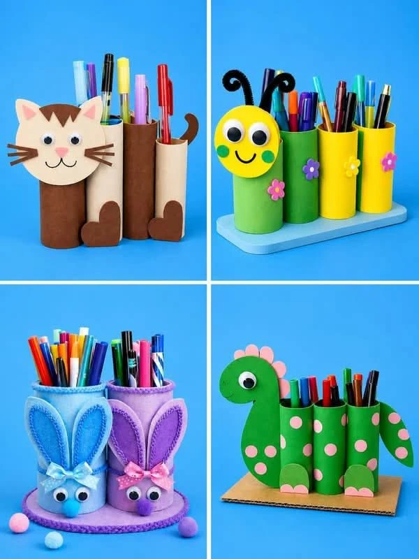 Милые органайзеры своими руками из обычных картонных втулок. 🎨