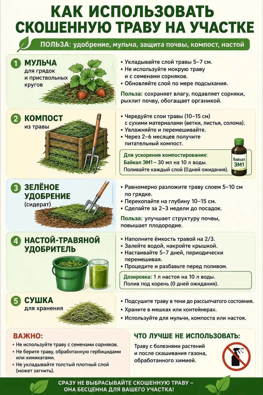 Как использовать скошенную траву на участке