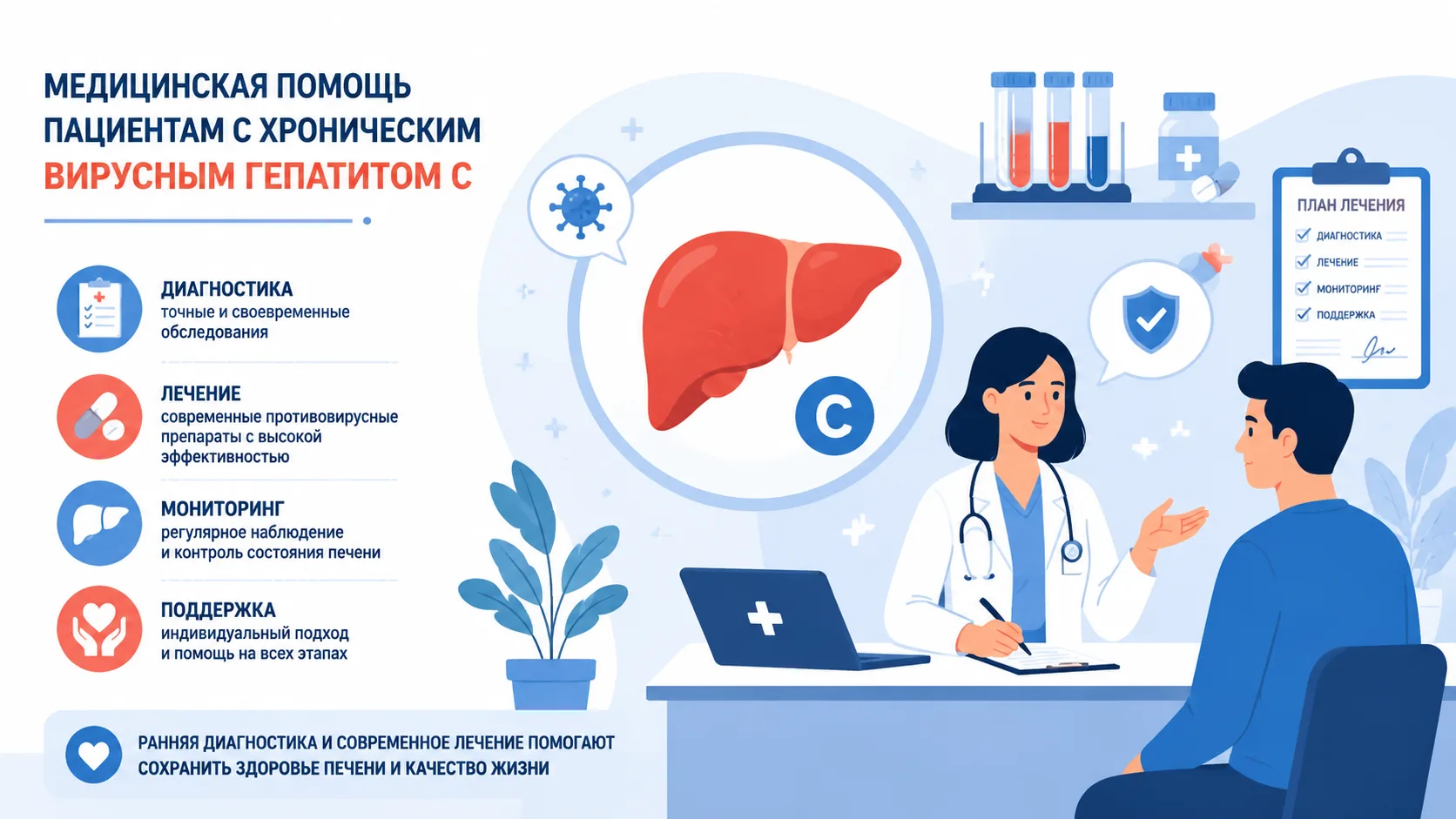 Гепатит С — это вирусное инфекционное заболевание, поражающее печень. Большинство людей...