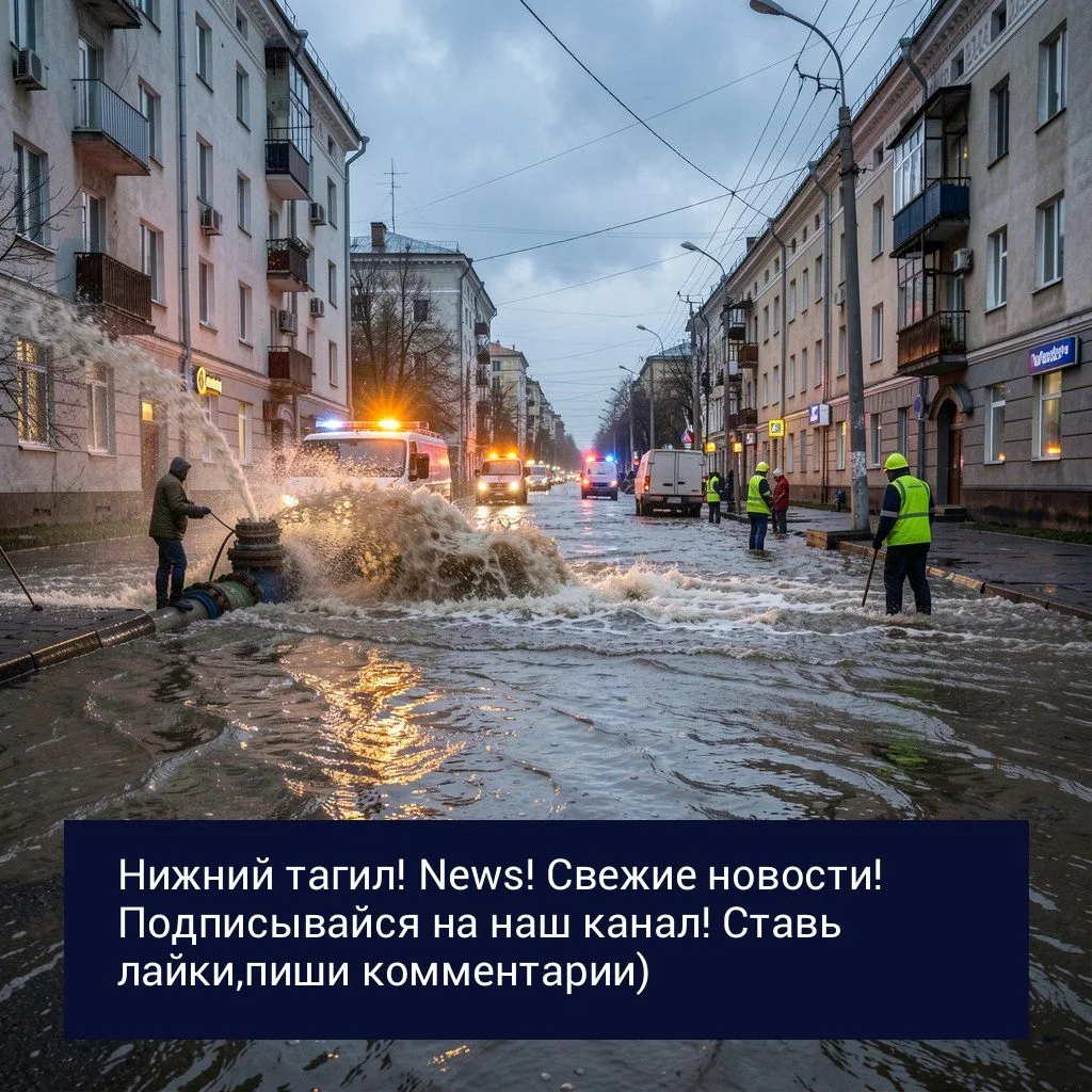 На улице Циолковского в Нижнем Тагиле произошла коммунальная авария. Мощный поток воды ...