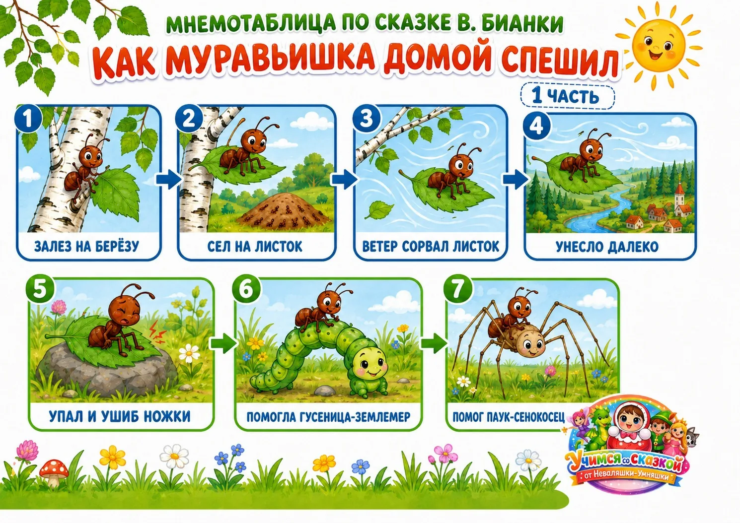 🌿Уважаемые родители, предлагаем Вам почитать детям рассказ В. Бианки «Как муравьишка д...