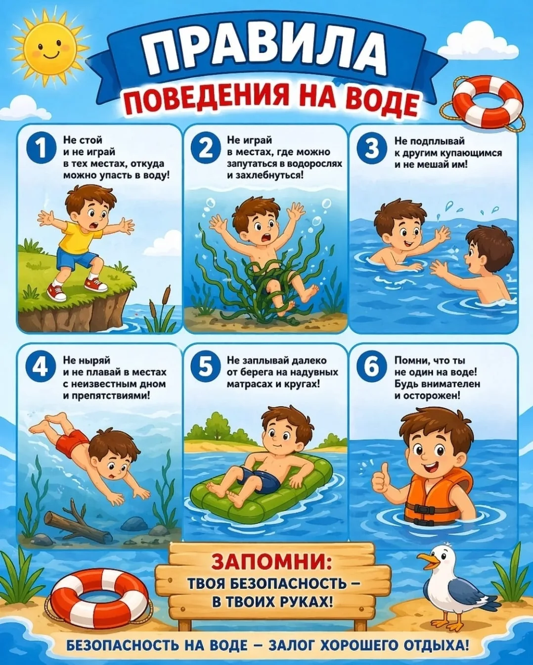 🛡Азбука безопасности: как вести себя на воде, чтобы отдых не обернулся бедой

🌊Лето в разгаре, и м