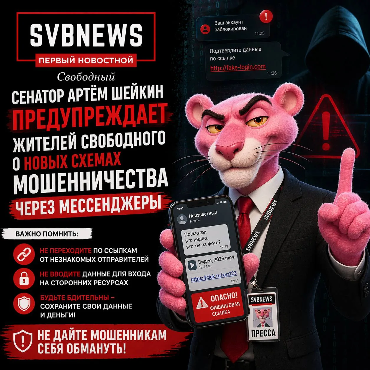 Жителей Свободного предупреждают о новой схеме мошенничества через мессенджеры  Сенатор РФ от Амурск