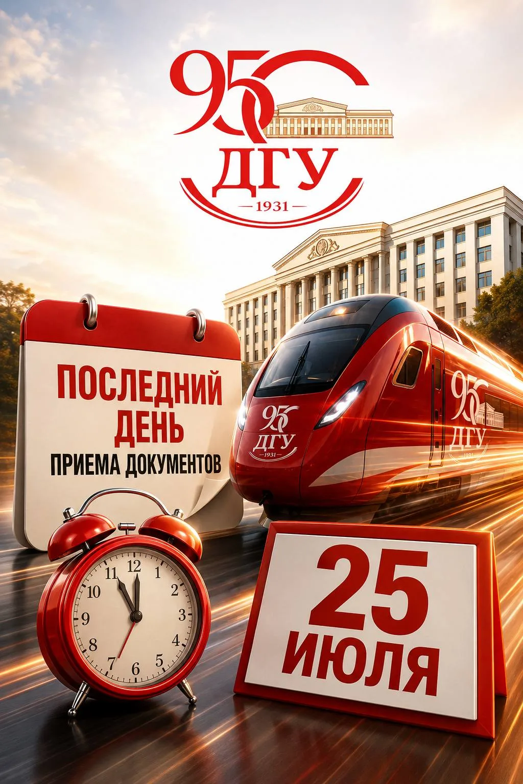 #АбитуриентДГУ, время пошло⏳

📅 25 июля — последний день приема документов для поступления по резул