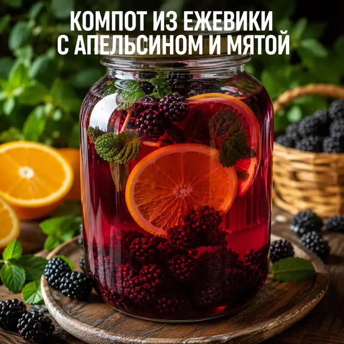 🫐 Компот из ежевики с апельсином и мятой