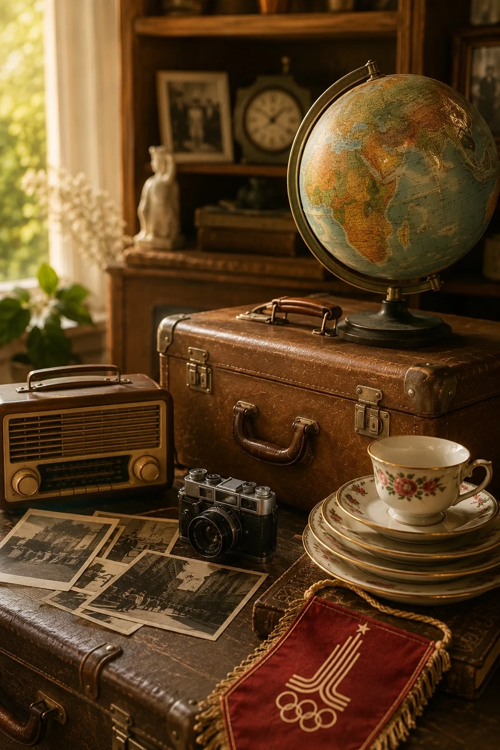 У каждого дома есть вещи с историей✨

Тот самый глобус, который стоял на книжном шкафу.
Чемодан, с к