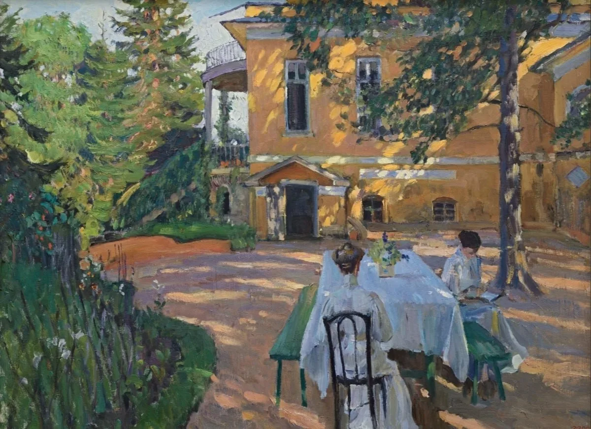 "Летом"

Виноградов С. А.
(1909)
Россия
Жанровая живопись, импрессионизм

Пейзаж "Летом" –  вершина 