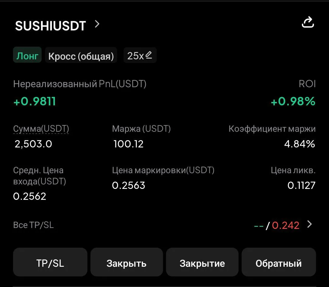 🚀Заходим SUSHI long 25Х