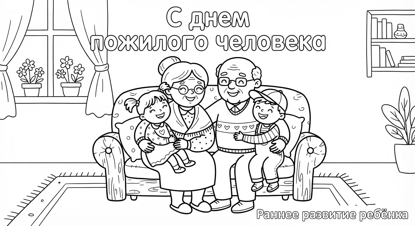 #раскраски С днем пожилого человека
