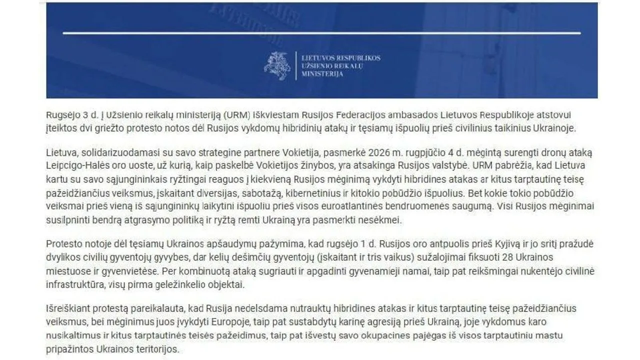 Литва вызвала представителя посольства России и потребовала немедленно вывести все войс...