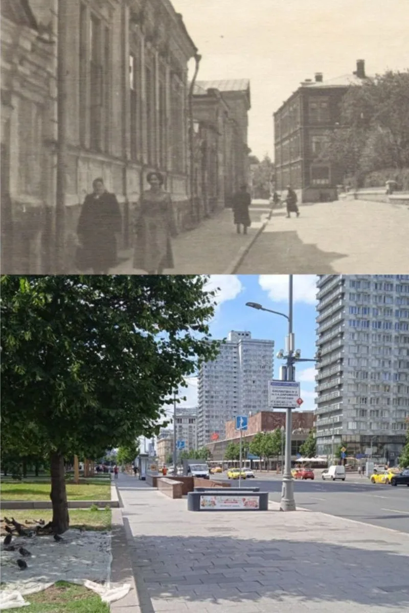 📍Новый Арбат.    1950/2025 год.  💡Бывший проспект Калинина (ныне Новый Арбат) был прорублен сквозь с