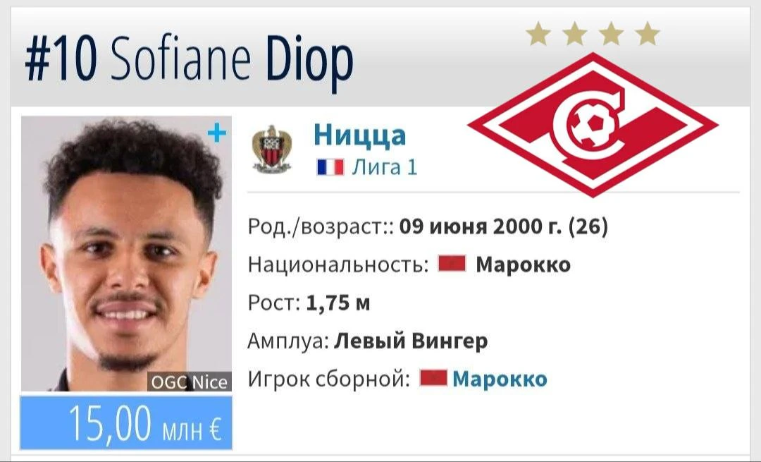 ⚡️🇲🇦 «Спартак» сделал предложение «Ницце» о покупке 26-летнего вингера сборной Марокк...
