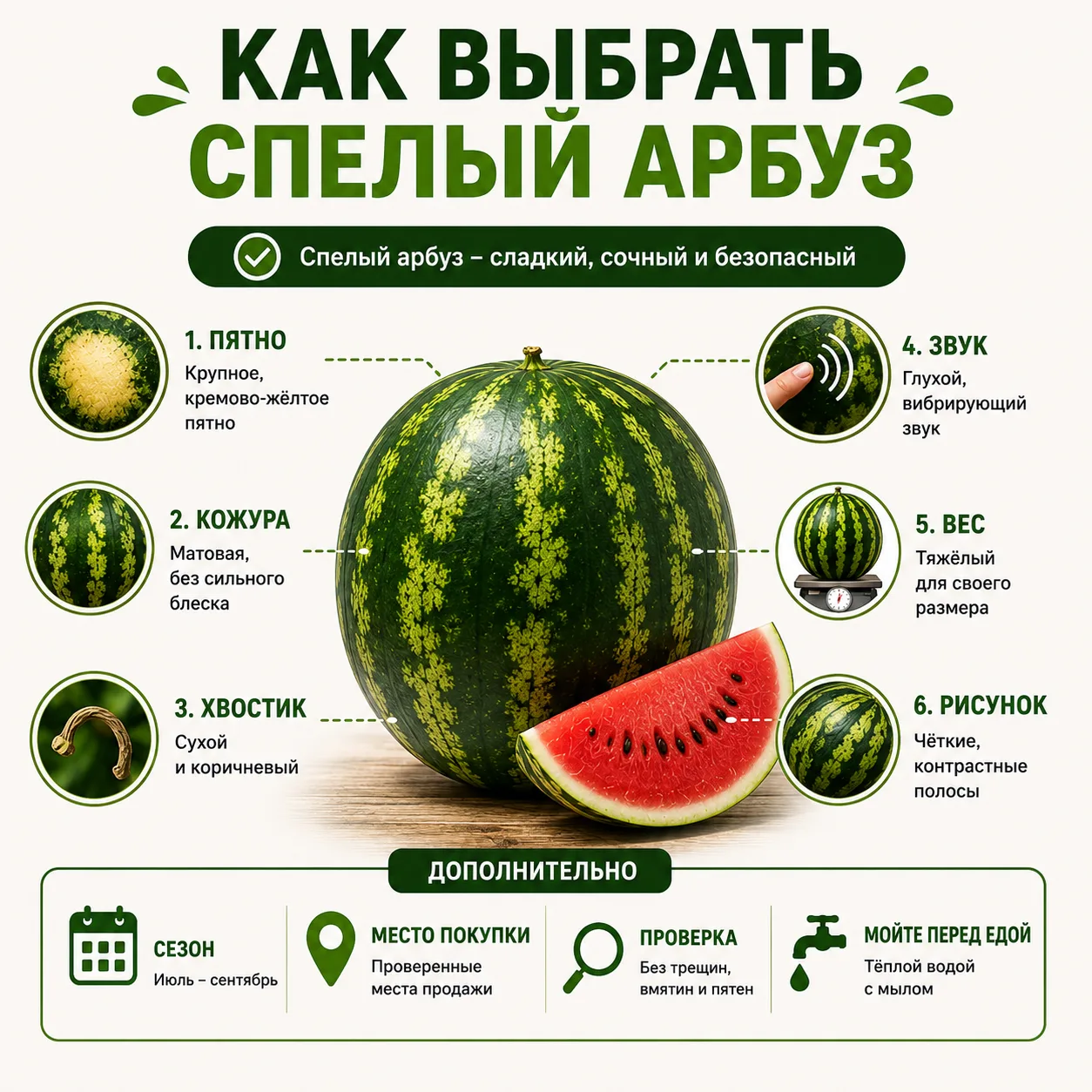 Как выбрать спелый арбуз?