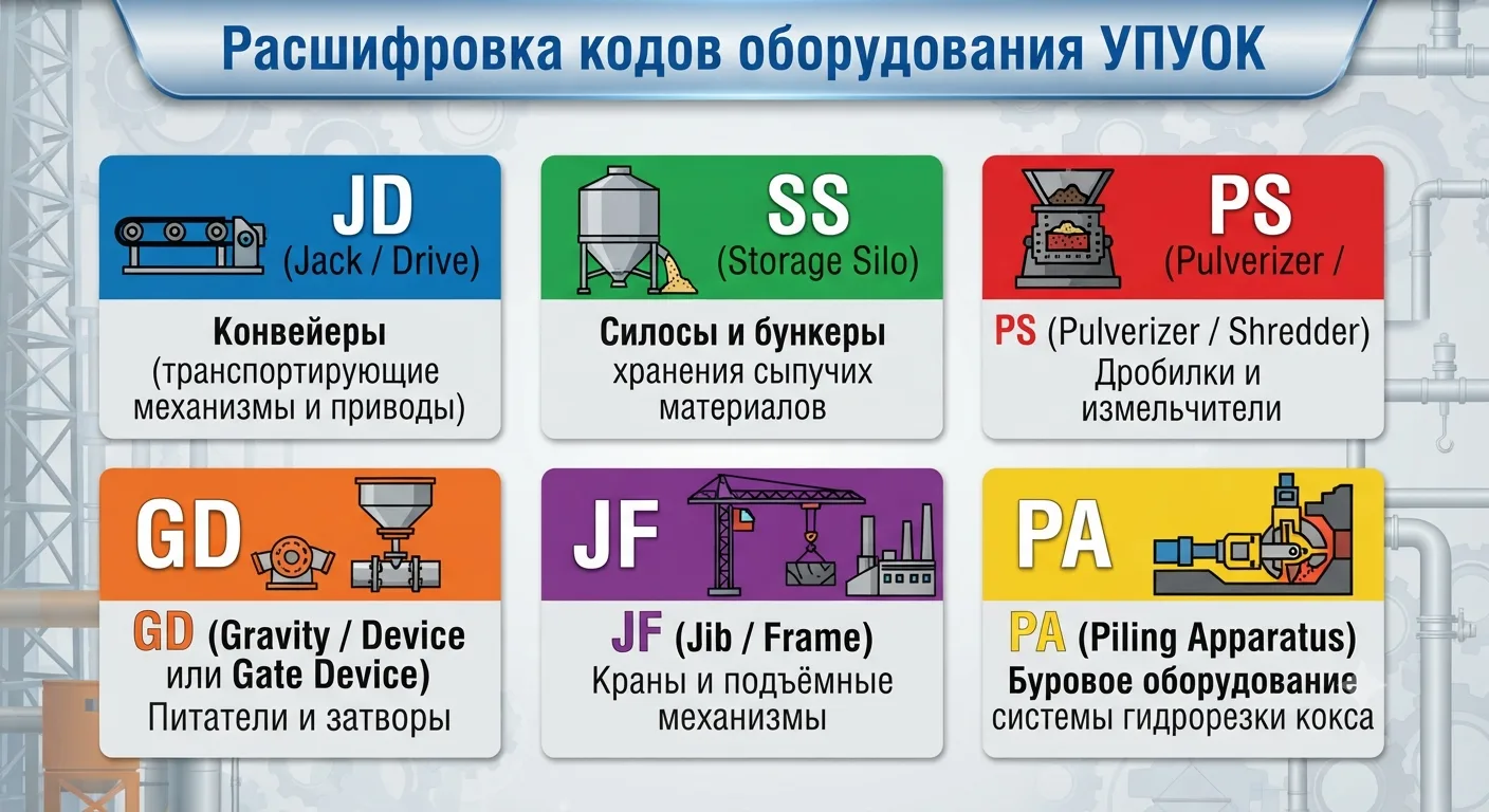 Расшифровка кодов оборудования УПУОК