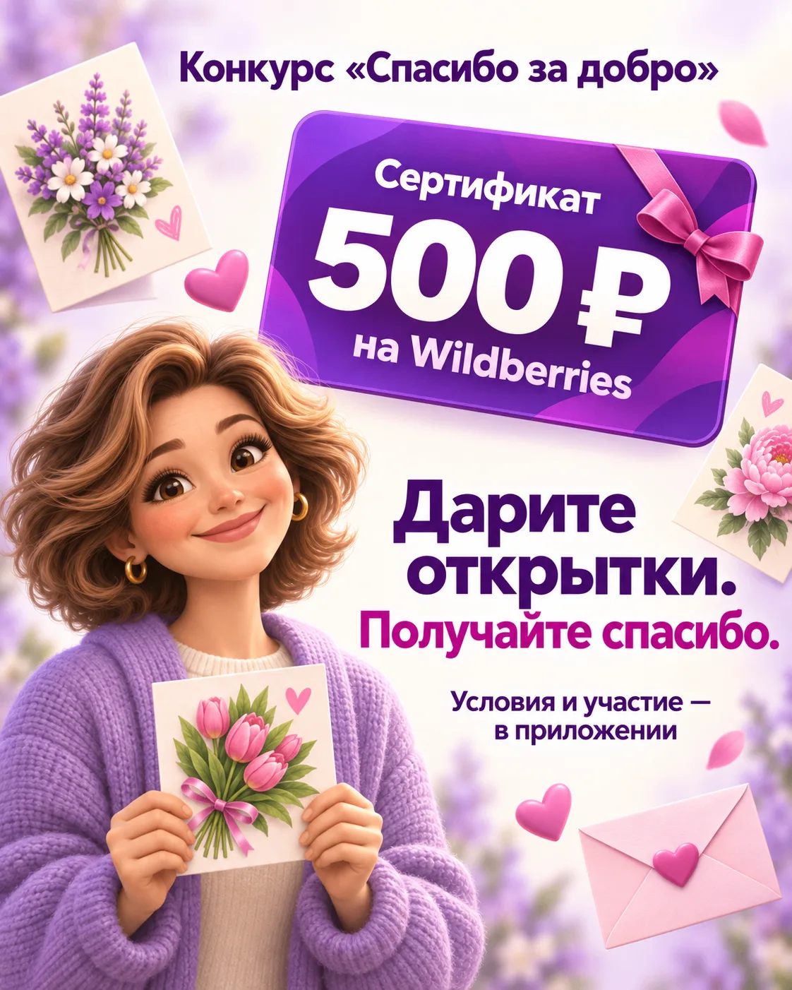 💜 Конкурс открыток «Спасибо за добро»