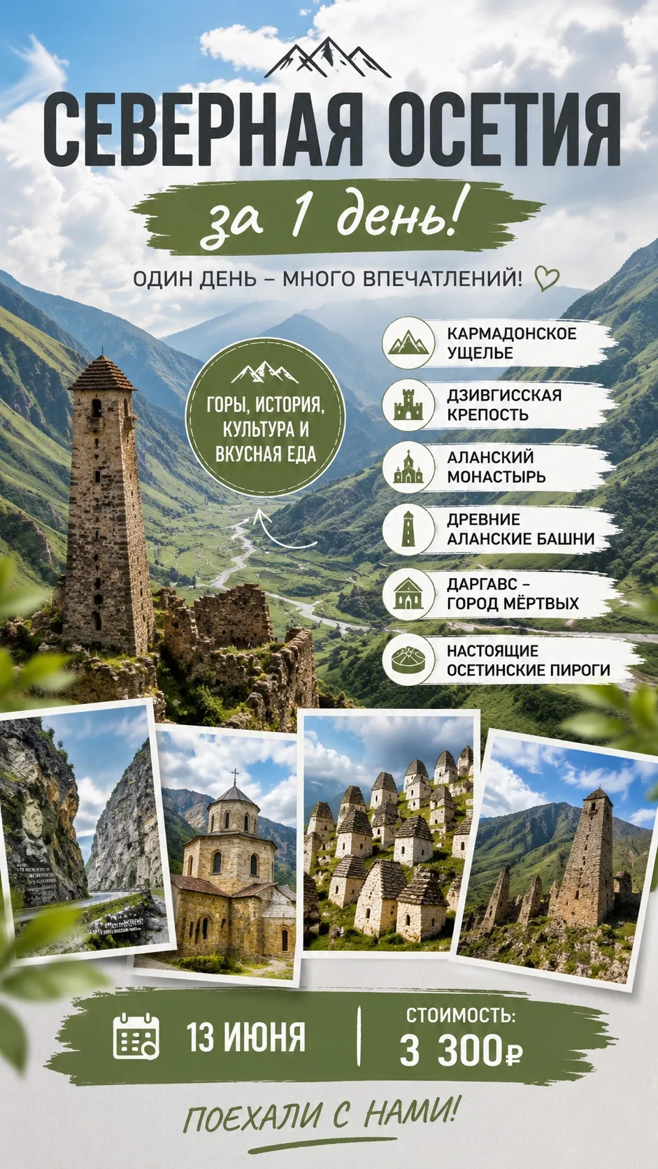 🏔 СЕВЕРНАЯ ОСЕТИЯ ЗА 1 ДЕНЬ