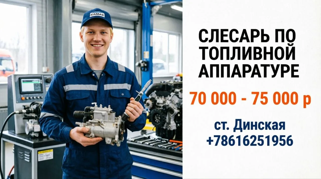 СЛЕСАРЬ ПО ТОПЛИВНОЙ АППАРАТУРЕ | 70 000 - 75 000 р