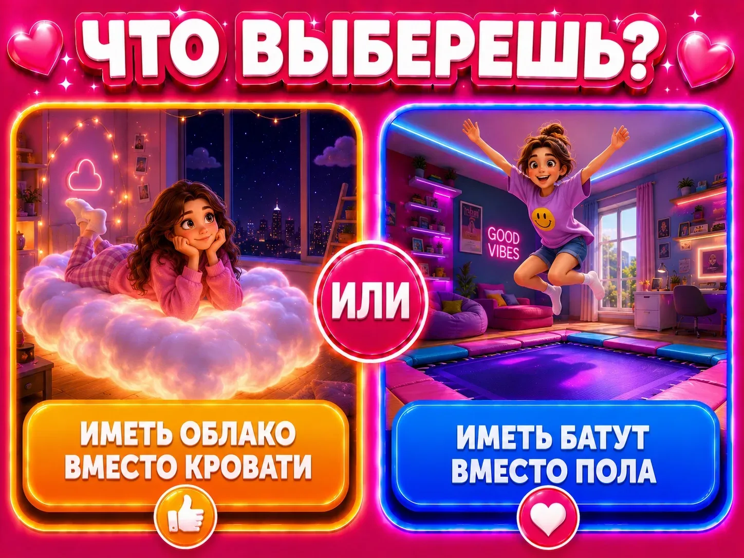 Иметь облако вместо кровати или батут вместо пола?

Что выберешь?