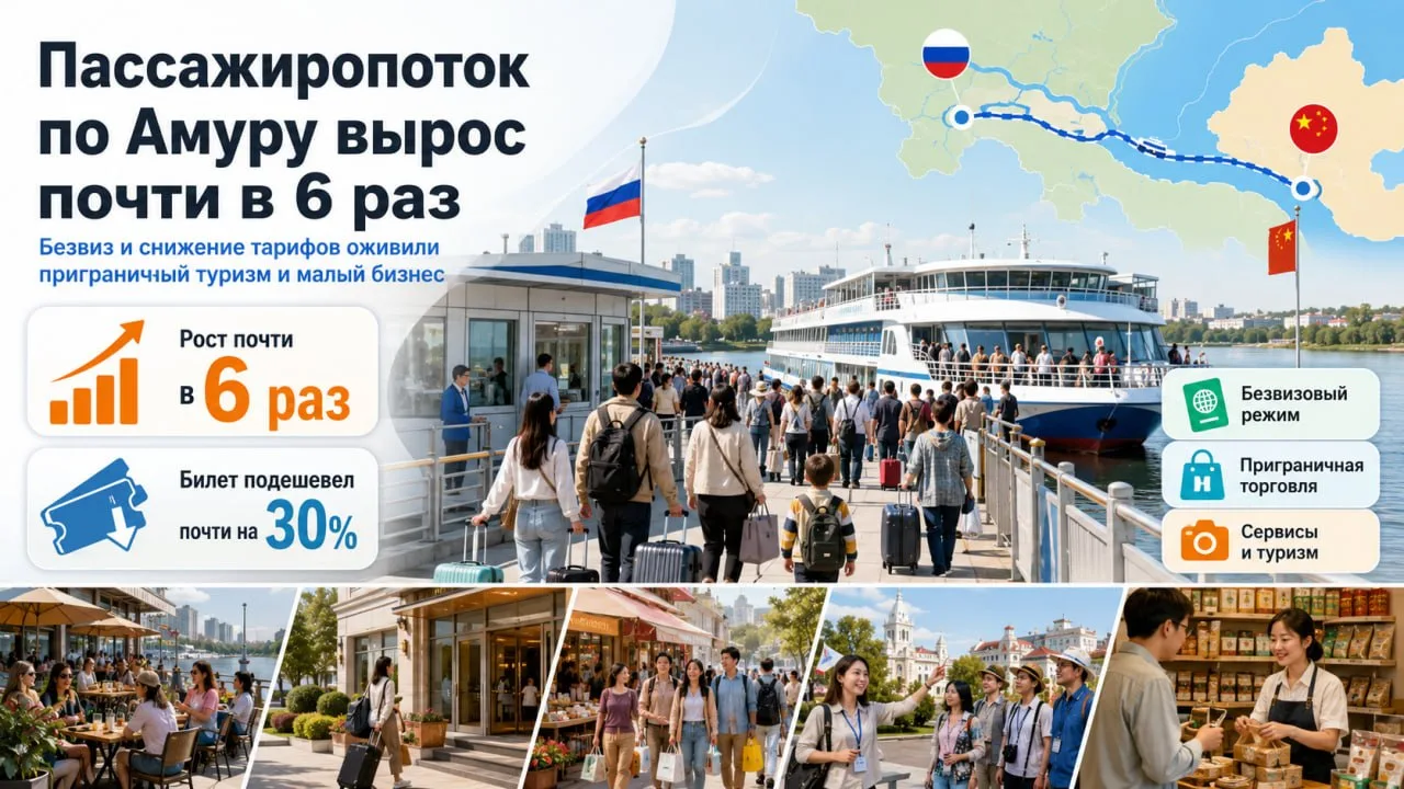 Пассажиропоток по Амуру между Россией и Китаем вырос почти в 6 раз, отмечает РБК. В Хабаровском крае