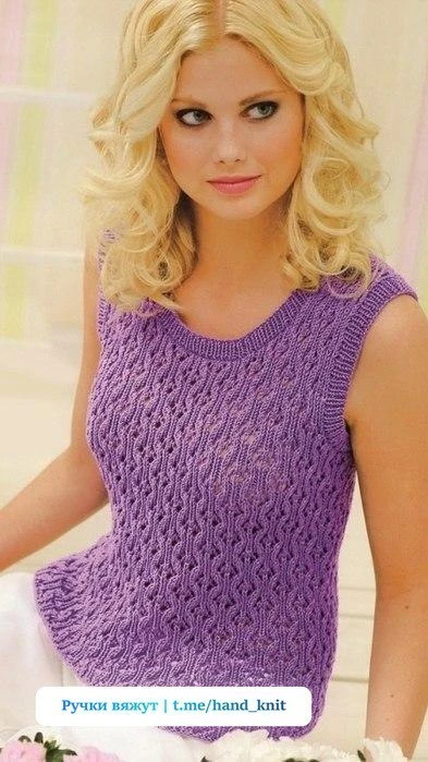 Схема вязания кофточки спицами с ажурным узором 💜