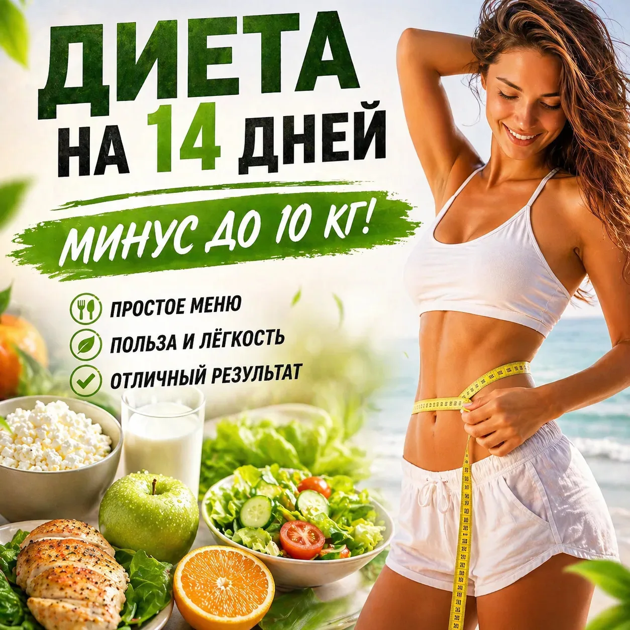 😊👍За две недели до отпуска "сажусь" на эту диету. Результат - супер и муж радуется мо...