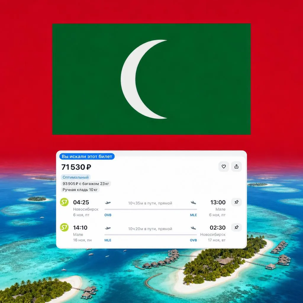 Улететь из Новосибирска на 🇲🇻 Мальдивские острова 

Летим прямыми рейсами от S7

Новосибирск — Мал