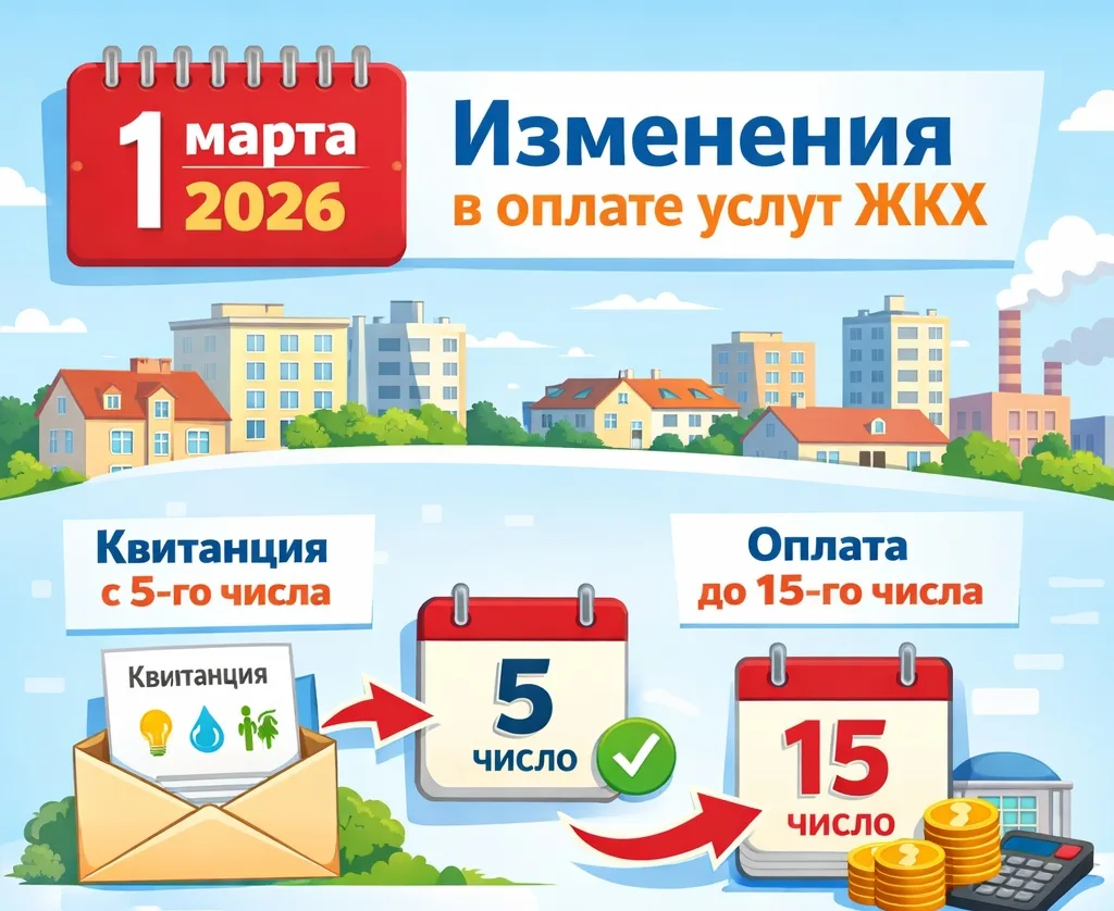 С 1 марта 2026 года меняются сроки выставления квитанций и оплаты ЖКУ.