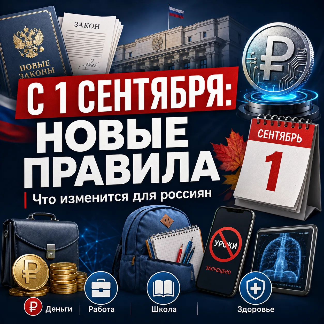⚡️ С 1 СЕНТЯБРЯ ЖИВЁМ ПО-НОВОМУ: ЧТО ИЗМЕНИЛОСЬ В РОССИИ
