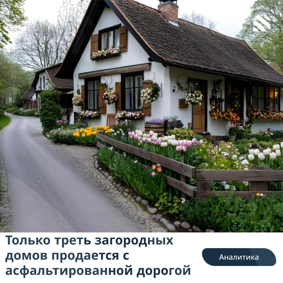 📊Только треть загородных домов продается с асфальтированной дорогой