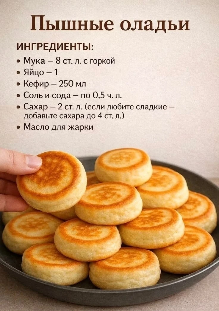 Пышные оладьи, как пончики: 15 минут и гора вкусняшек на столе 😋