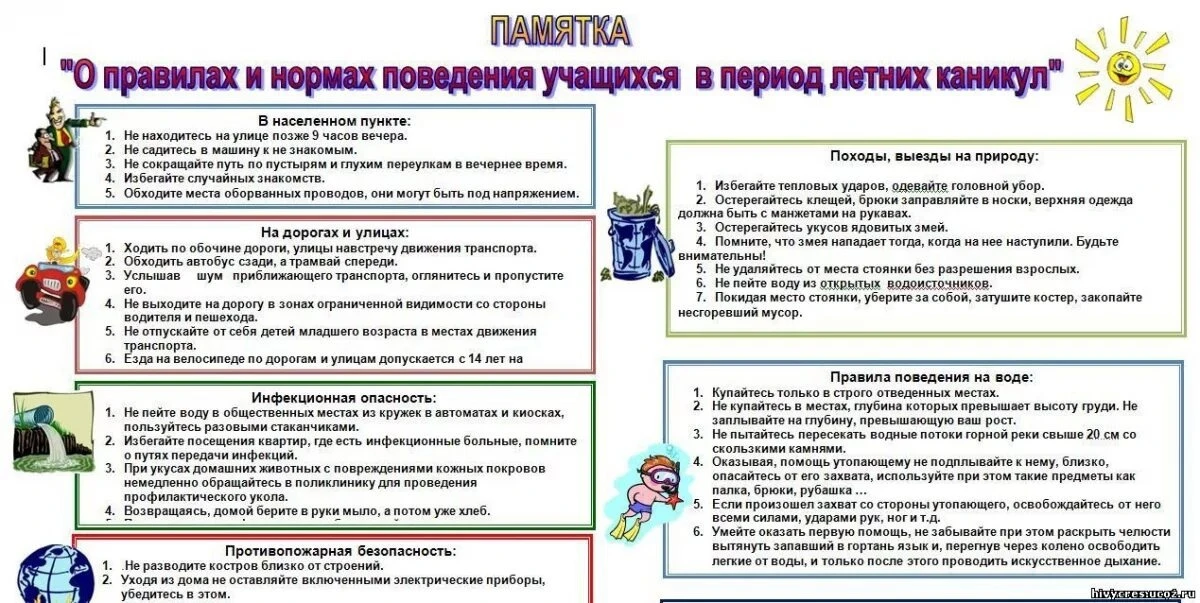ИНСТРУКТАЖ ДЛЯ ОБУЧАЮЩИХСЯ И РОДИТЕЛЕЙ о мерах безопасности во время летних каникул «Бе...